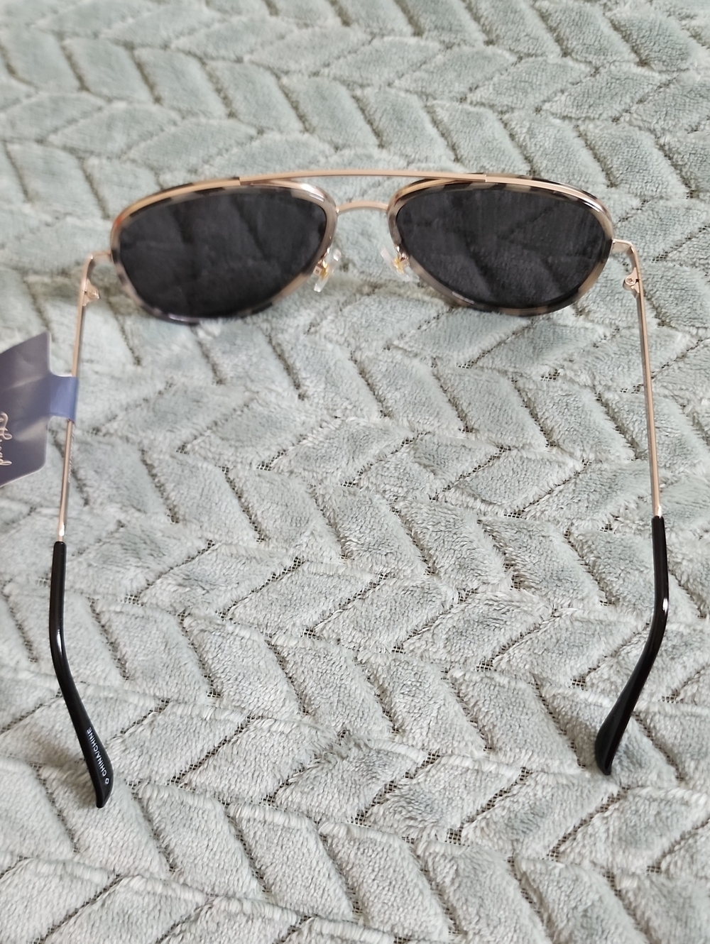 Tortoiseshell Fun Aviator Sunglasses with Black Lenses - Picture 4 of 6